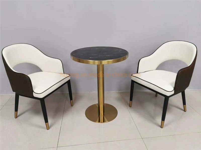 Hotel Modern Coffee Shop Table Chair Restaurant Furniture Set Gold Chrome Black Low Back Dining Room Wedding Chairs on Sale Traditional Living Room Chairs