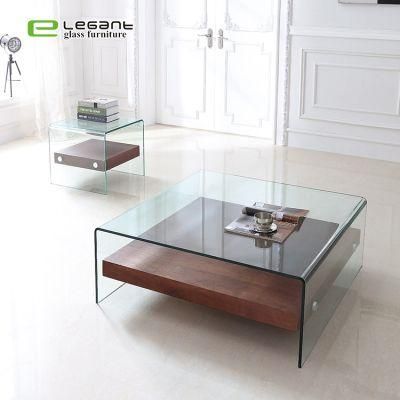 Modern Design Glass Center Table Square Transparent Glass Center Table