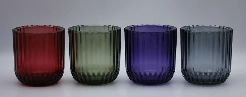 Thick Wall Straight Side Glass Candle Holder with Different Color