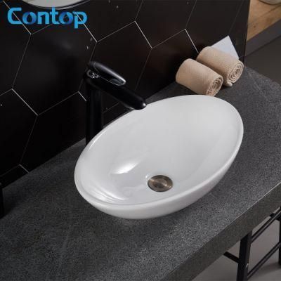 Watermark Modern Hot Sales Oval White Glass Bathroom Vanity Countertop Sink Wash Hand Basin