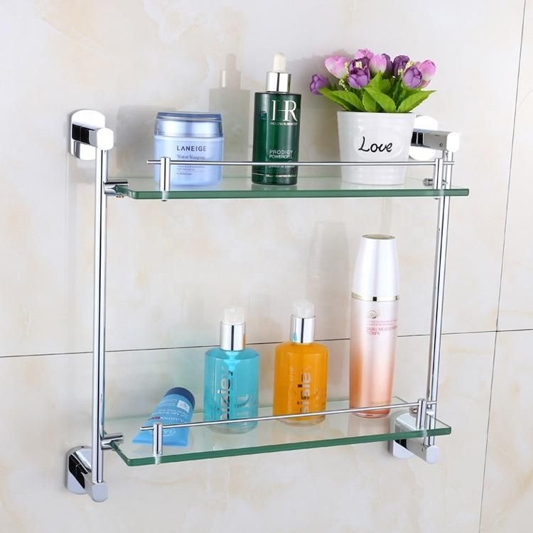 Bathroom Accessories Two Tier Bathroom Corner Double Glass Shelf