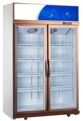 Commercial Double Glass Door Beverage Display Cooler Drinks Fridge Supermarket Refrigerator /Upright Freezer/ Showcase