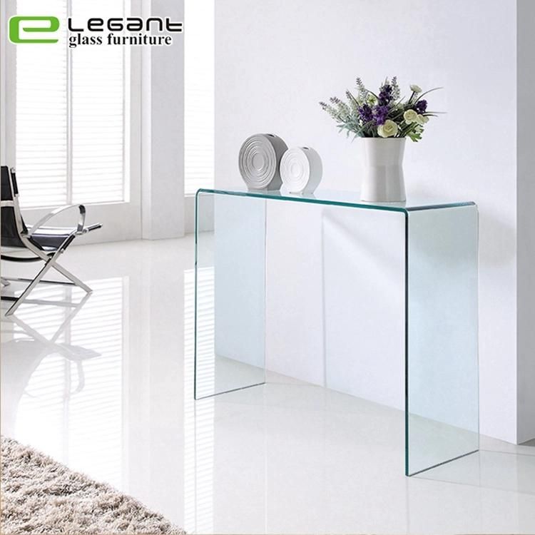 Modern Console Table with Sandblasting Glass Shelf