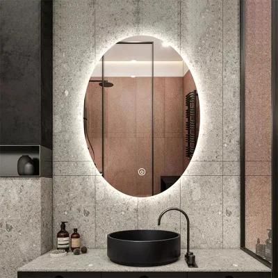 Decorative Bathroom Waterproof Electric Touched Illuminated Vanity Oval Frameless Smart LED Backlit Glass Wall Mirror