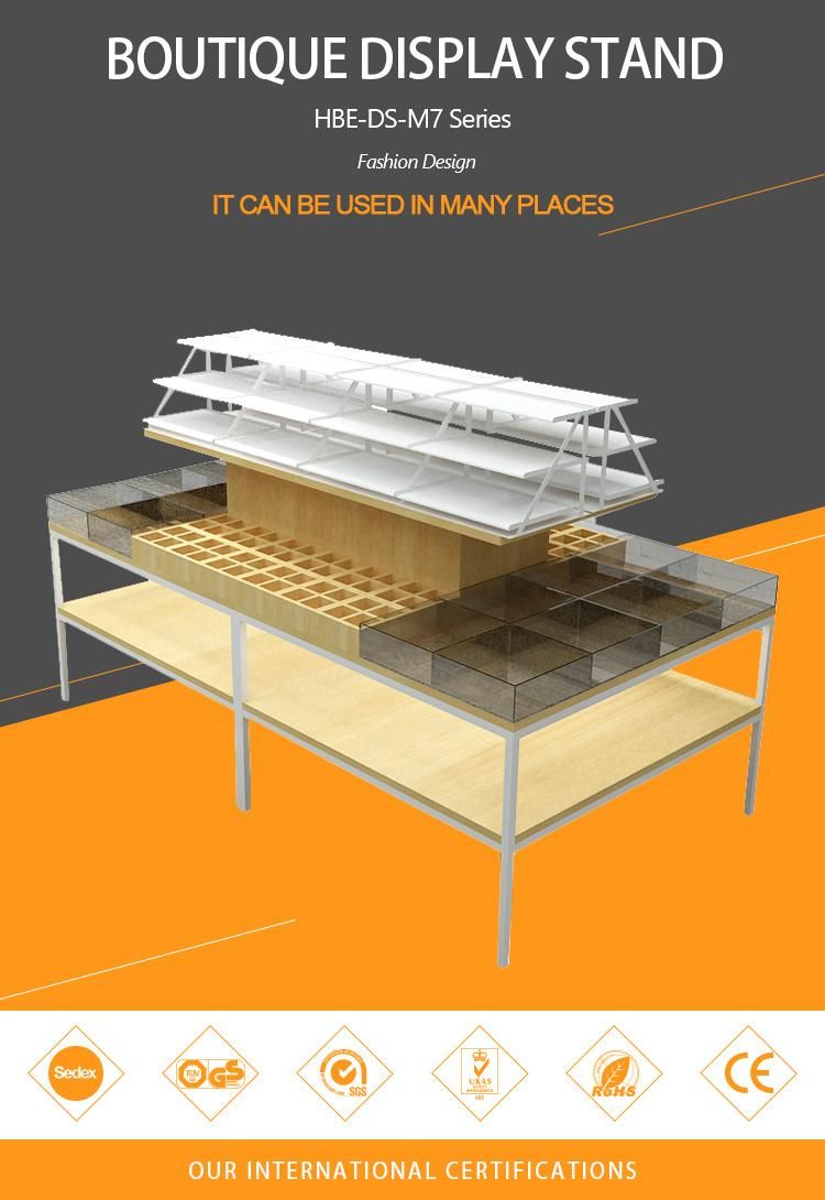 Wholesale Multi-Functional Wooden and Metal MDF Display Stand for Shop