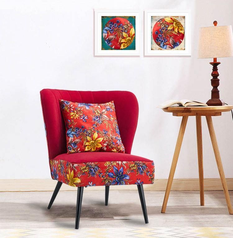 Dining Chair with Pillow Flower Pattern Classic Design Living Room Lounge Home Furniture Wooden Effect Legs Chairs