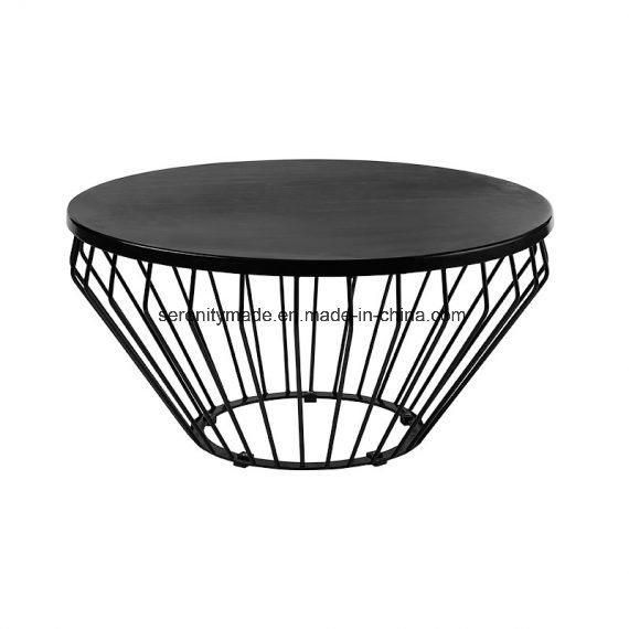Outdoor Round Glass Top Cocktail Metal Wire High Bar Table for Cafe and Bar