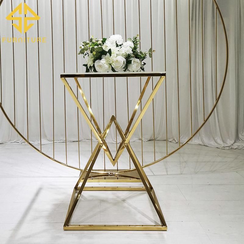 Modern Wedding Glass Top Cake Table for Event Hotel Banquet