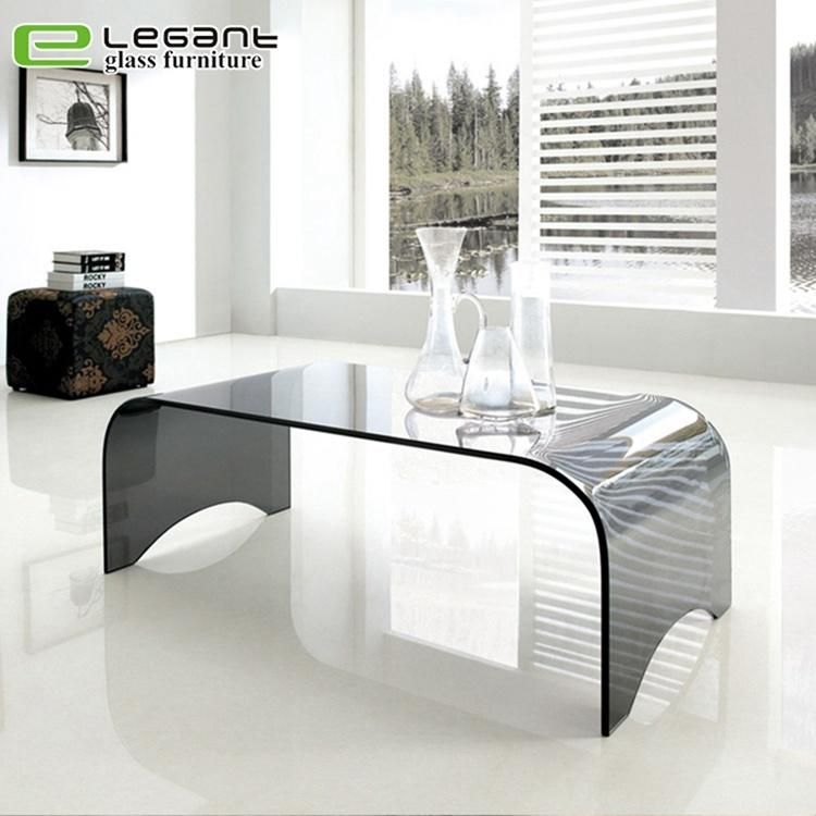 General Use Home Furniture Wholesale Design Bent Grey Glass Coffee Table