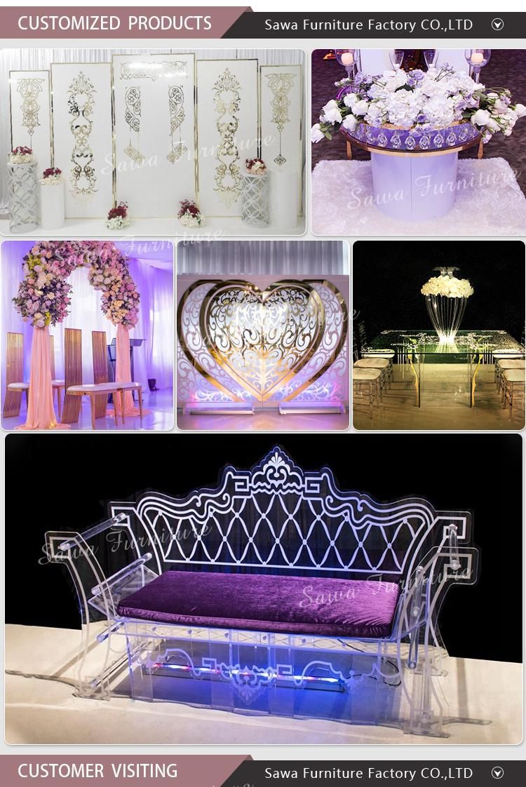 New Model Stainless Steel Hotel Silver Wedding Chair and Table Glass Stainless Steel Chair