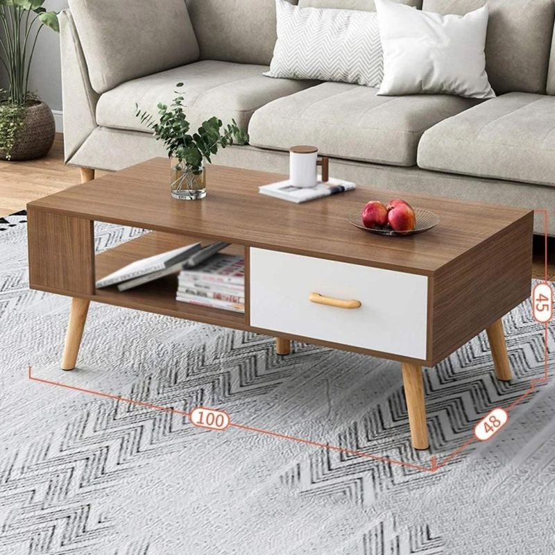 Modern Simple Coffee Table with Wood Leg for Living Room