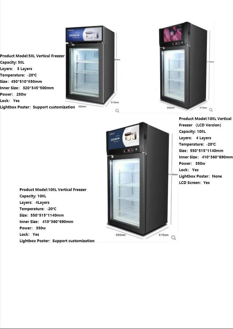 2022 New Hot Customized Commercial Ice Cream Display Case/ Popsicle Display Freezer /Mini Display Cabinet