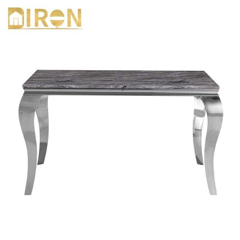 Hotel Home Furniture Modern Metal Base Marble Top Console Table