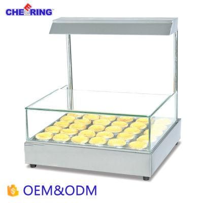 Glass Door Square Shape Egg Tart Hot Showcase