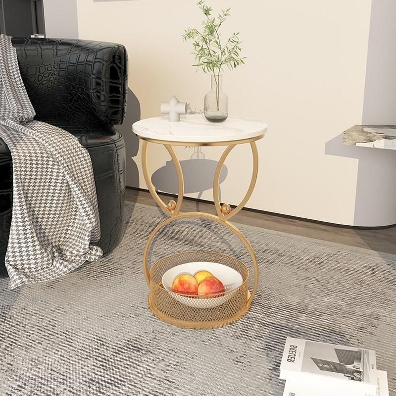 New Arrival Design Storage Bright Gold Round Modern Side Tables for Sofa Small Side Table