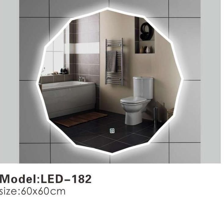 Round Diamond LED Backlit Decorative Smart Wall Glass Bathroom Mirror