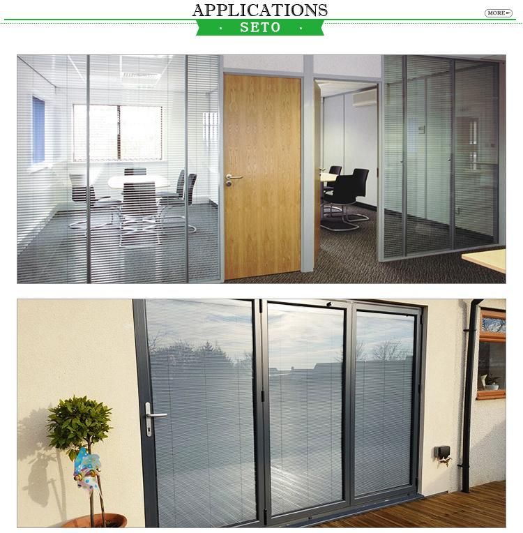 Indoor Office Sliding Door Building Hollow Blinds Window Glass