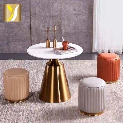Modern Round Marble Top Coffee Side Table