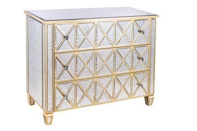 Quality Assurance Simple Style Crushed Diamond Glass Drawers Chest