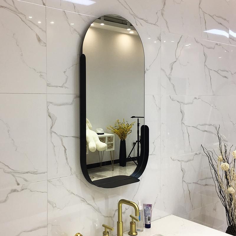 Nordic Simple Brass Hardware Bathroom Mirror Personalized Decorative Mirror Creative Makeup Mirror High-End Fitting Mirror