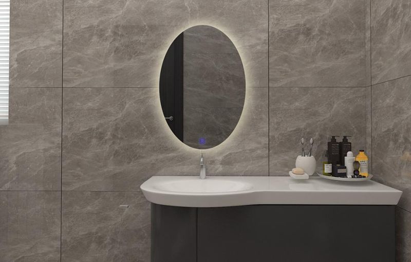Modern Anti Fog Oval Smart Lighting LED Mirror for Bathroom