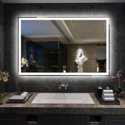3000K 4000K 6000K Color Temperature Can Adjustable Hotel Wall Mounted Bathroom Backlit Mirror with Dimmer