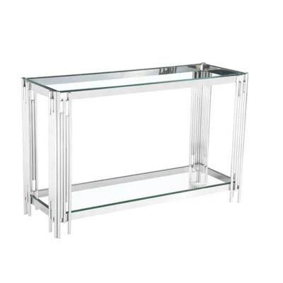 Modern Silver Frame Side Table/ Clear Glass Top Coffee Table for Home Banquet Wedding Furniture