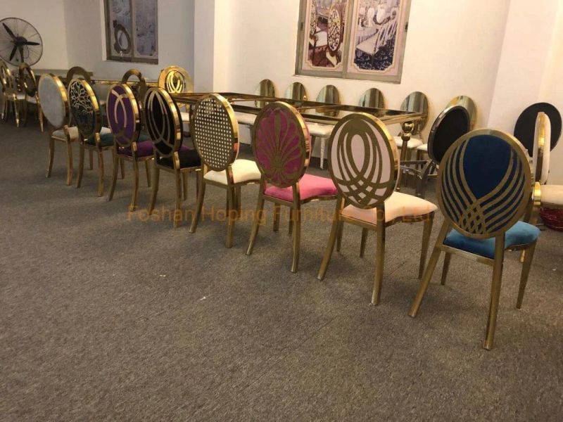 Modern White Gold 12 Person Wedding Chair Table 18 mm Plywood PVC Hotel Dining Table