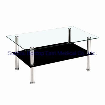 Tempered Glass Coffee Table with Stainless Steel Base