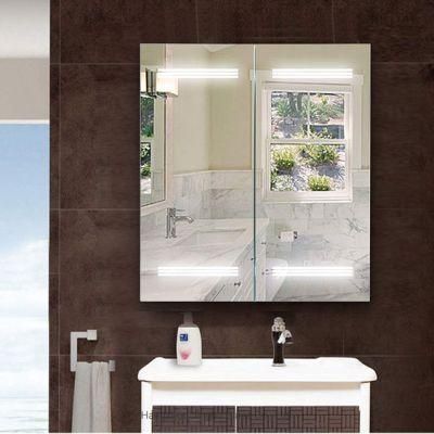 Chineses Manufacturer Hot Sale Bathroom Cabinet with Light Ajustable Glass Shelves Magnifying Mirror
