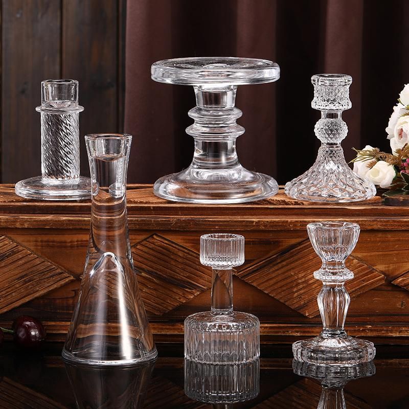 European and American Style Home Creative Retro Glass Crafts Candlestick Simple Ins Romantic Table Decoration Candlestick