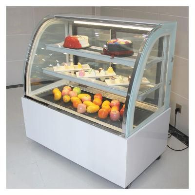 2 Shelves Curved Glass Pastry Display Counter 1500mm Cake Pastry Counter