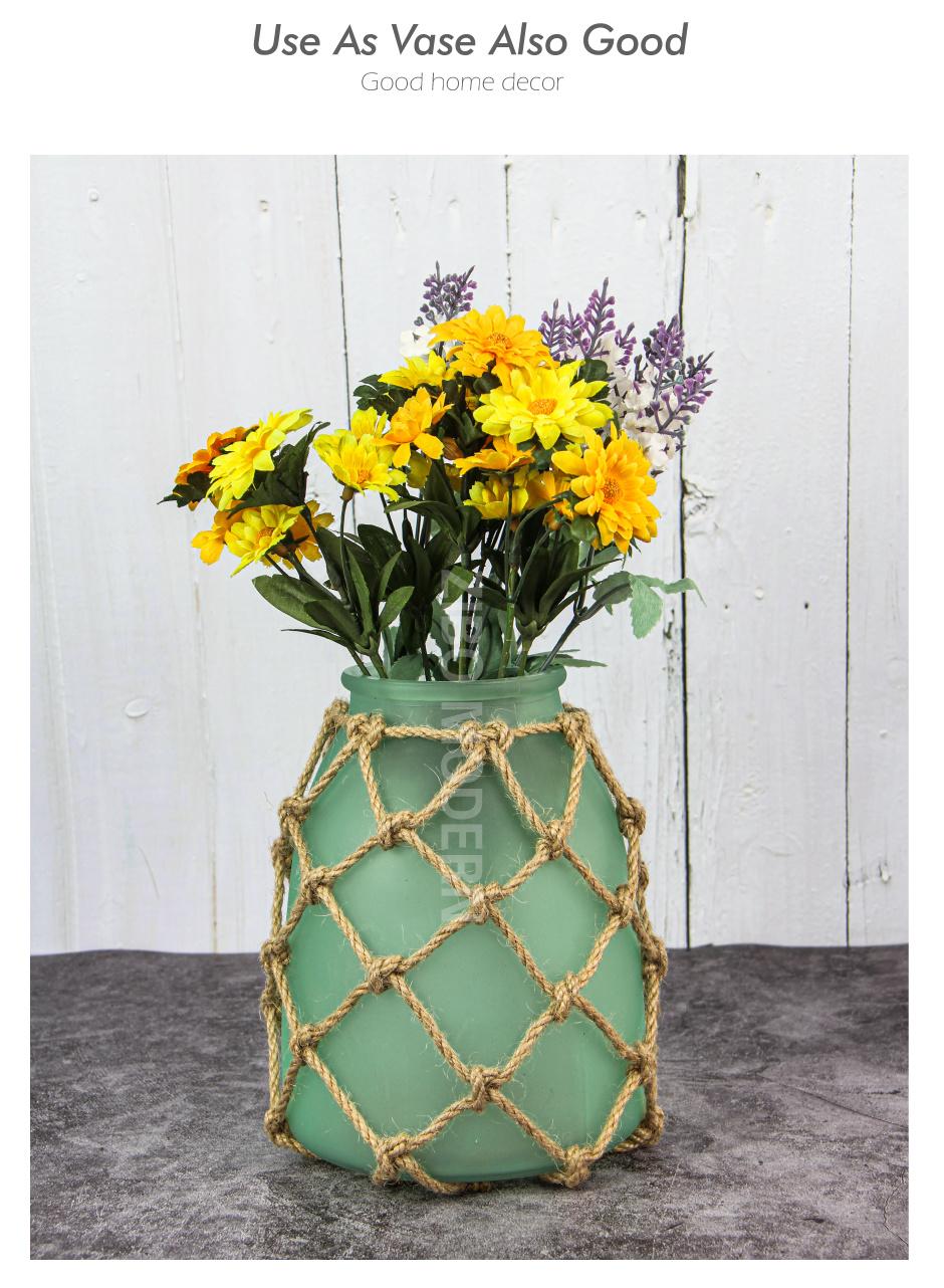 American Country Style Frosted Glass Candle Holder with Hemp Rope - Decorative Candle Lanterns - Wind Light Candlestick