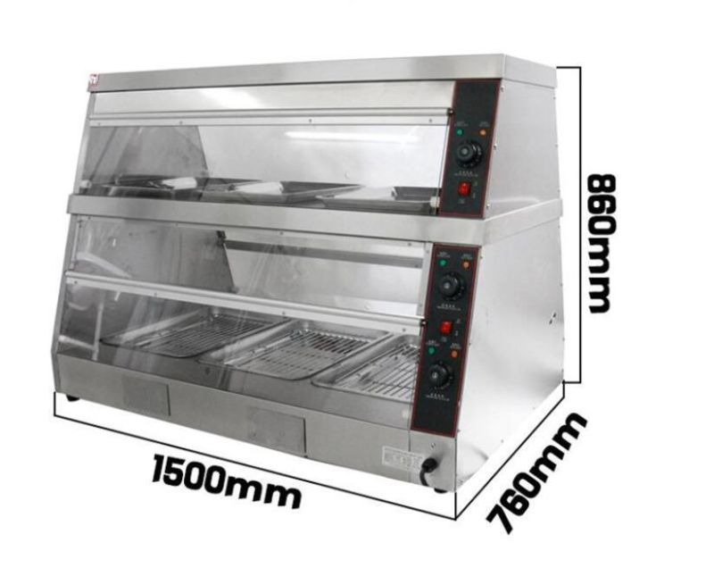 Stainless Steel Heat Display Electric Food Warming Showcase with Curved Glass