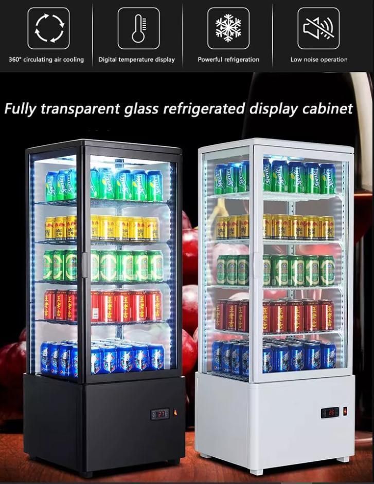 Four Sides Glass Vertical Cake Display Cooler or Beverage Showcase for Convenient or Bakery Shop