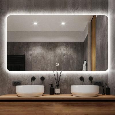 Horizontal &amp; Vertical Avaliable Wall Mounted Venetian Glass Mirrors Illuminated LED Mirror with Magnifier &amp; Touch Sensor
