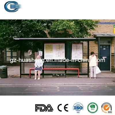 Huasheng Solar Powered Bus Stop China Bus Stop Advertising Shelter Supply Outdoor Advertising Furniture Solar Power Bus Stop Station