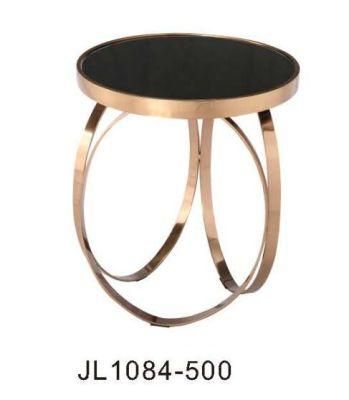 Modern Furniture Round Brass Tulip Base Tempered Glass Top Coffee Table