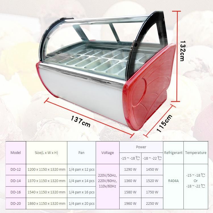 Commercial Ice Cream Refrigerated Glass Display Freezer Showcase Dd-12