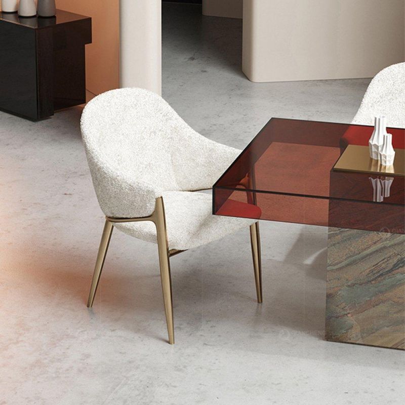 All Clear Transparent Acrylic Lucite Glass Gold Dining Table Set