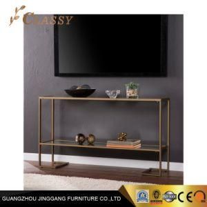 Modern Entryway Table Glass Golden Stainless Steel Frame Console Table