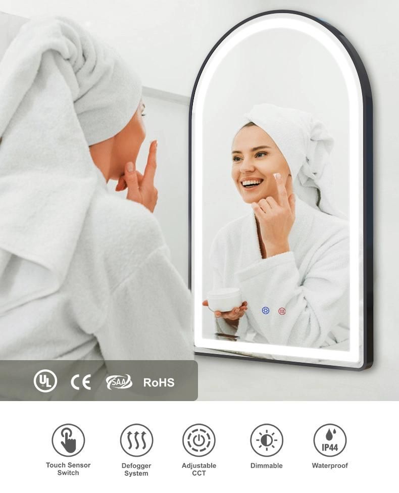 5mm Arch Home Decor Furniture Mirror Wall Mounted Decorative Beveled Bath Mirror Bathroom Plain Vanity Make up Mirror