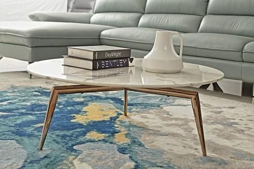 Rotatable Tempered Round Corner Glass Coffee Table with Stainless Steel Base