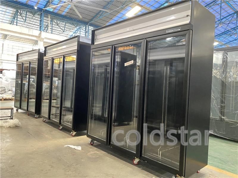 Fan Cooling Supermarket Vertical Glass Door Multideck Refrigerated Chiller Showcase