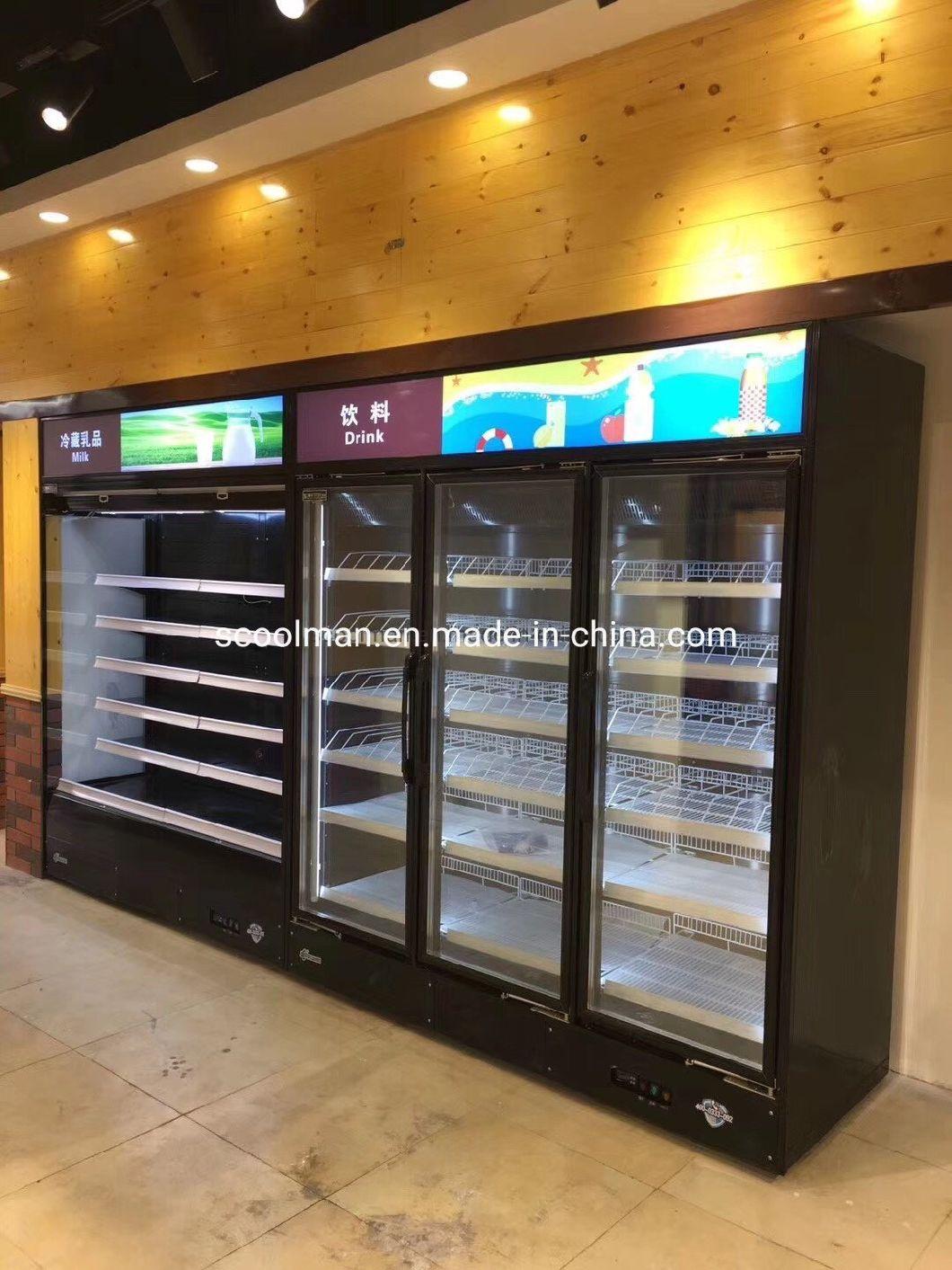 Hot Sale Glass 3 Door Beverage Display Refrigerating Showcase for Coke and Pesi