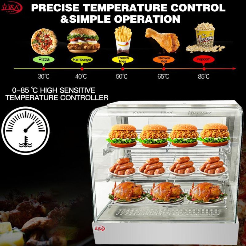 Restaurant Kitchen Equipment Stainless Steel Glass Food Warmer Display Showcase