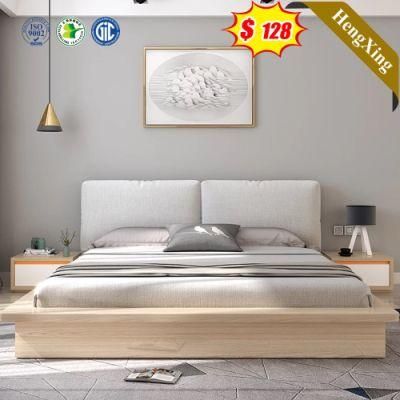 Simple Style an Wood Color High Backrest Hotel Apartment Furniture Bedroom King Size Beds