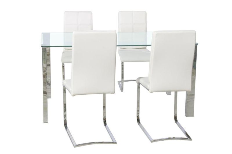 Chinese Wholesale Modern Dining Room Furniture German Style Clear Tempered Glass Dining Table