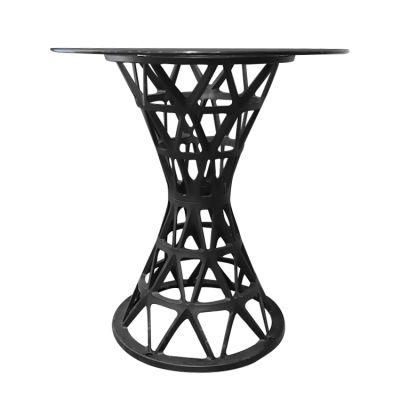 Modern Black Legs Black Glass Table Living Room Furniture Round Coffee Table