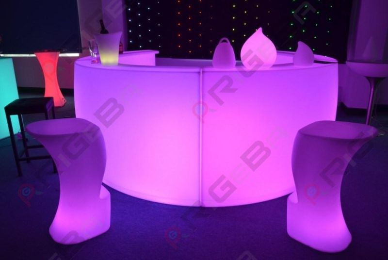 Disco DJ Party Events Wedding Battery Rechargeable LED Round Bar Counter Table Furniture for Club